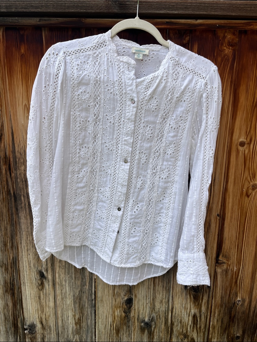 Sundance White Eyelet Button-Down Blouse